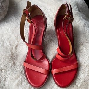 Chloè Red Leather Slingback Sandals